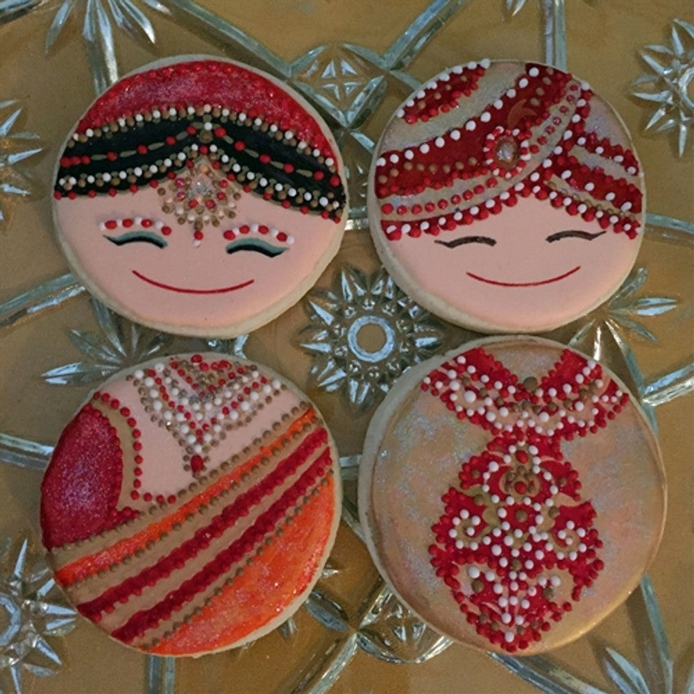 Indian Couple Round Cookie Stencil Set by Designer Stencils Cookies