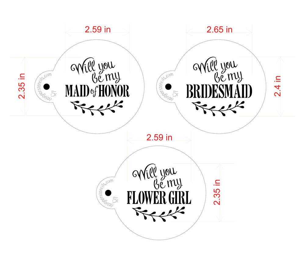 Will You Be My Bridesmaid Round Cookie Stencil Set by Designer Stencils