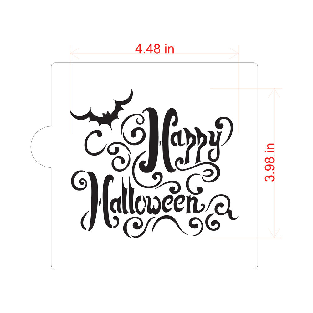 Happy Halloween Lettering Cookie Stencil By Designer Stencils Dimensions