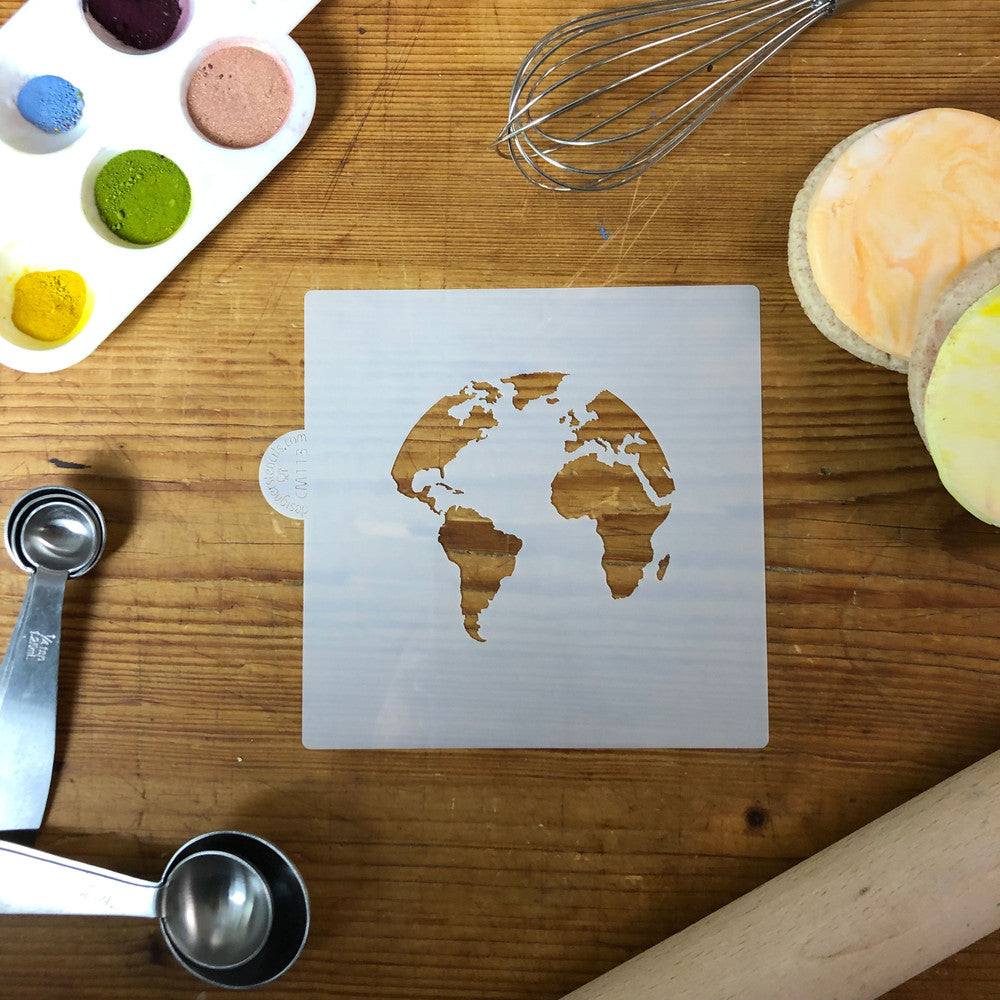 World Map Cookie Stencil by Designer Stencils