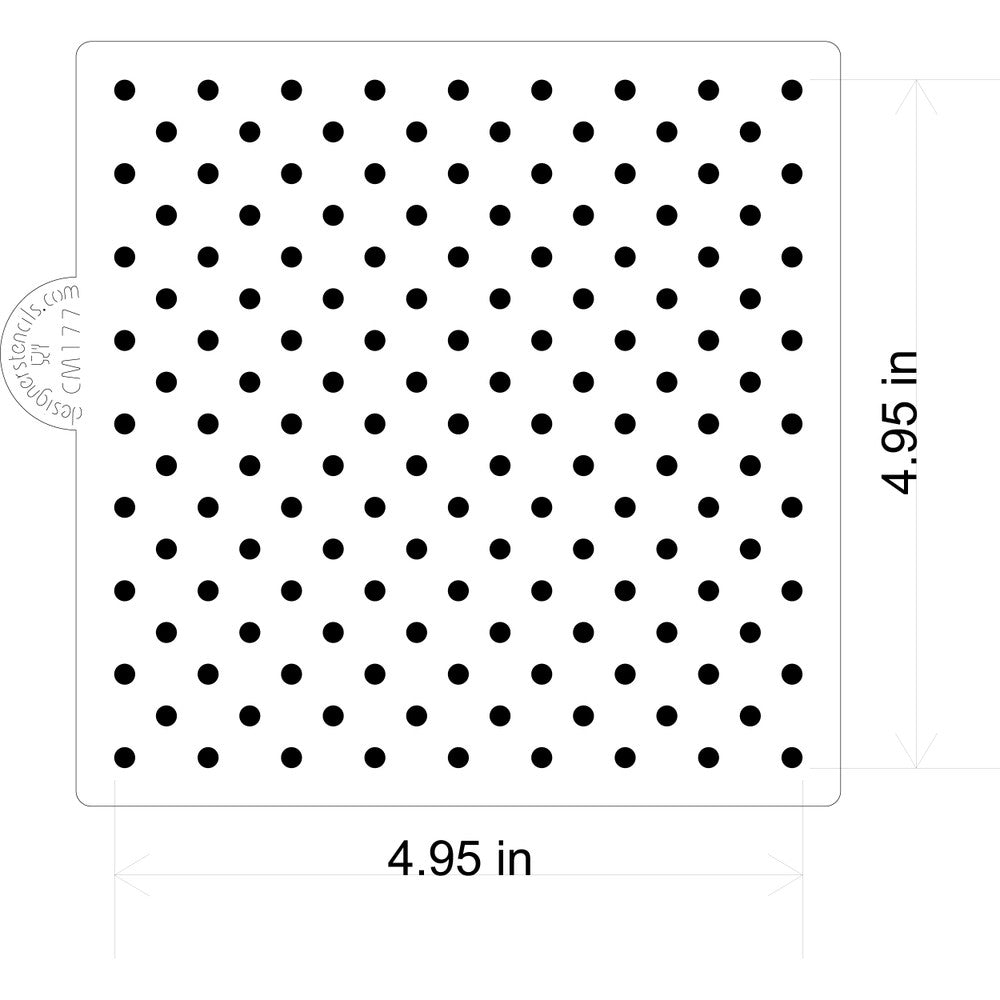 Mini Polka Dot Cookie Stencil by Designer Stencils Dimensions