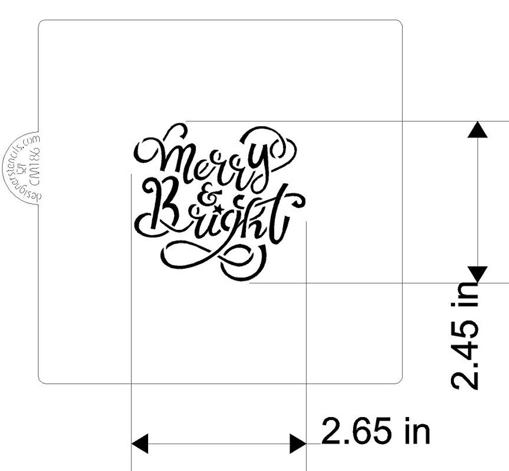 Merry and Bright Cookie Stencil by Designer Stencils Dimensions