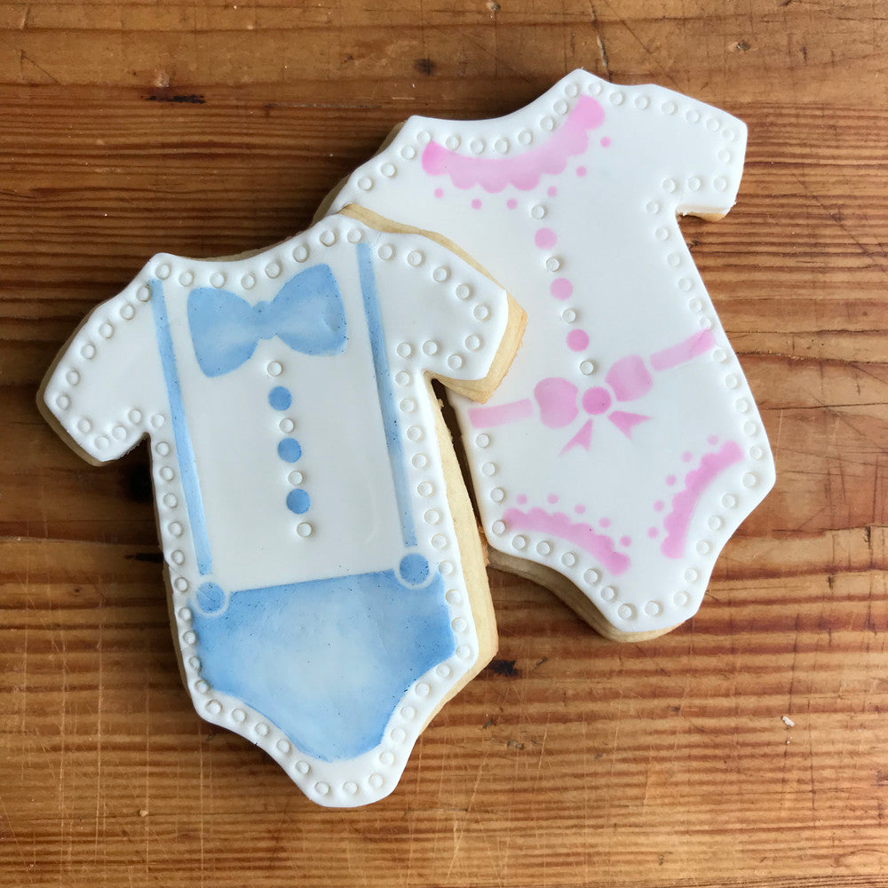 Baby Boy Girl Onesie Cookie Stencil and Cutter Set Cookies
