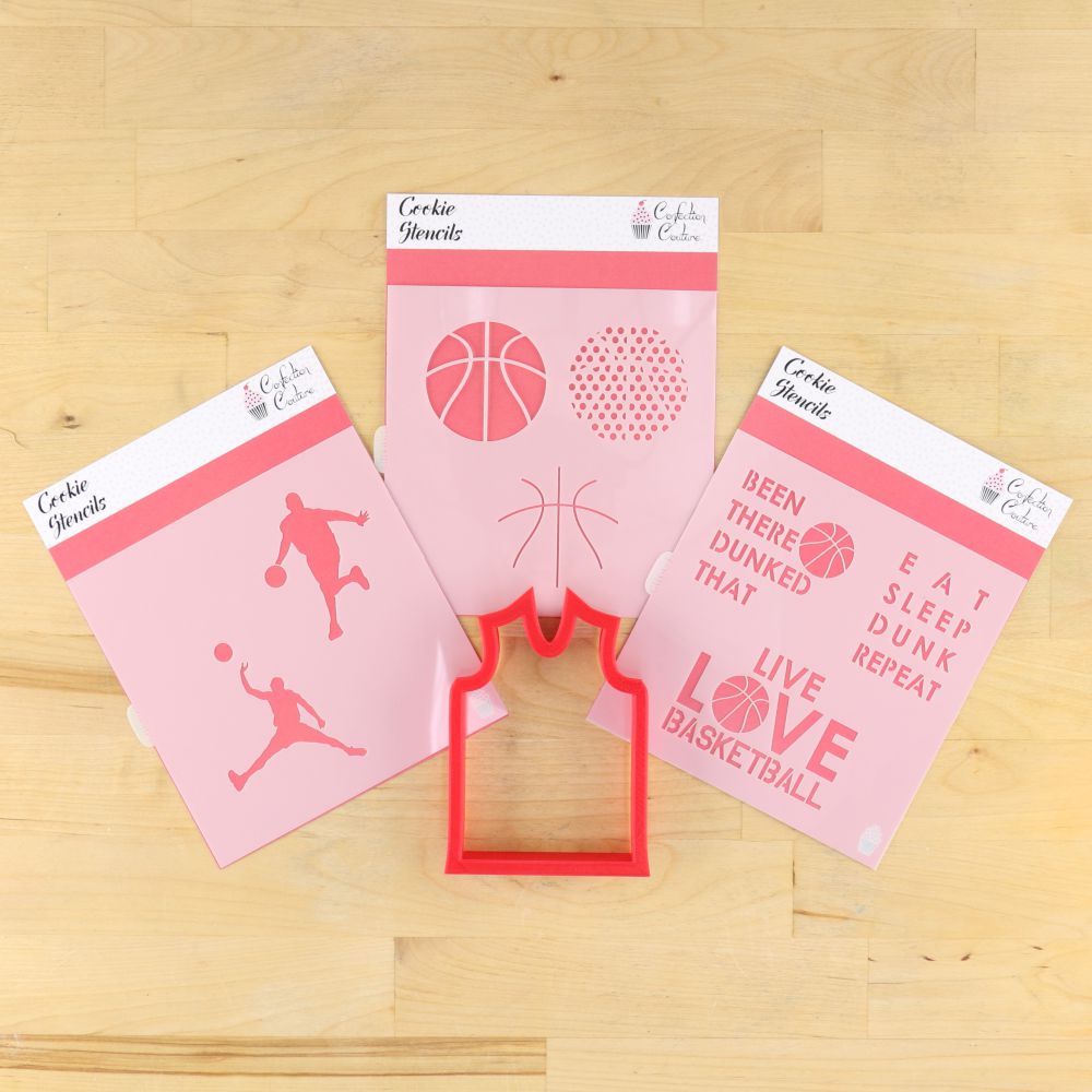 Basketball Cookie Stencil Bundles With Matching Cookie Cutters