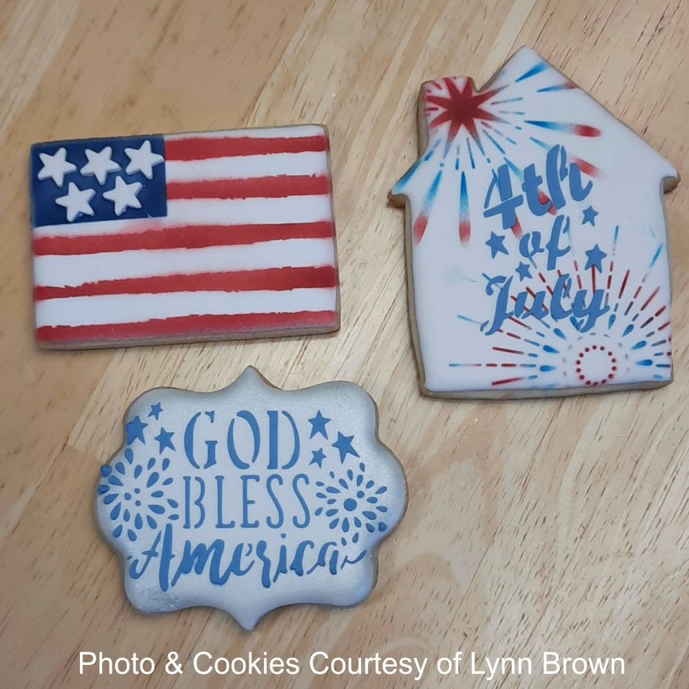 Fourth of July Cookie Stencil Value Bundle STENCILED ONTO COOKIES BY LYNN BROWN