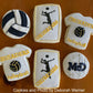 Volleyball Cookies using Volleyball cookie stencils - decorated by Deborah Werner