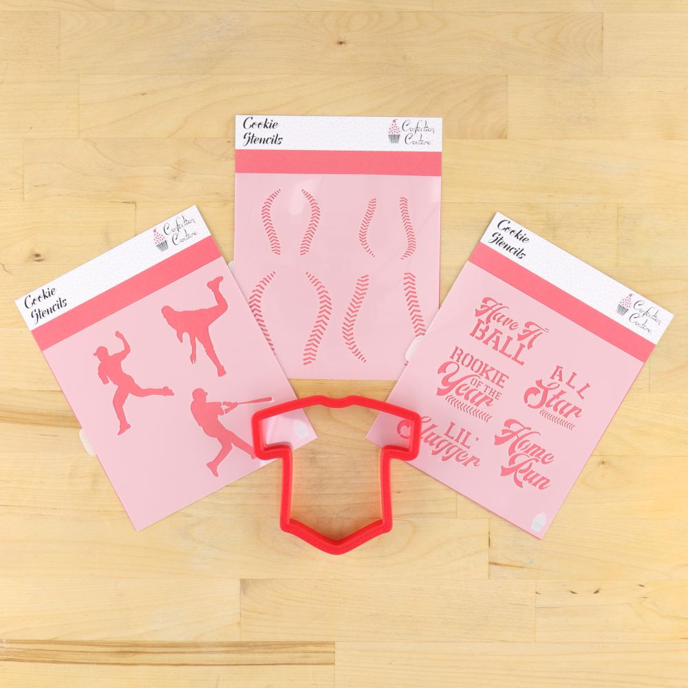 Baseball Cookie Stencil Bundle With Cookie Cutter