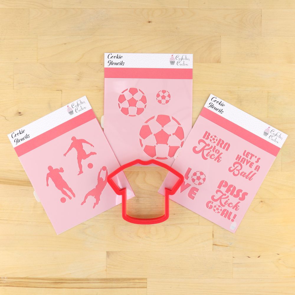 Soccer Cookie Stencil Bundle With Matching Cookie Cutter