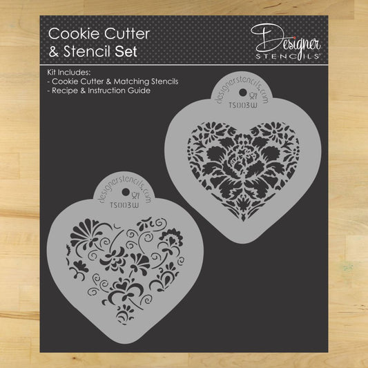 Winterthur Hearts Cookie Stencil and Cutter Set by Designer Stencils