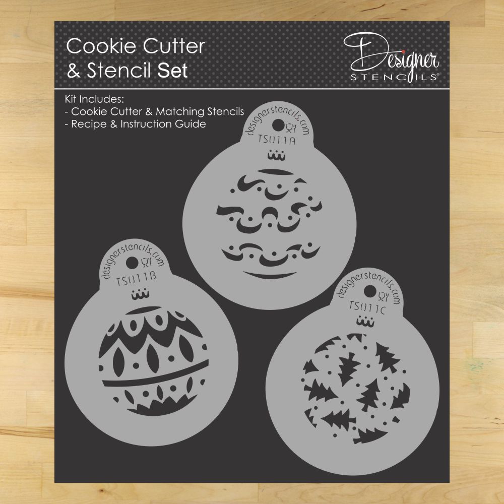 Ball Ornament Cookie Stencil and Cutter Set by Designer Stencils