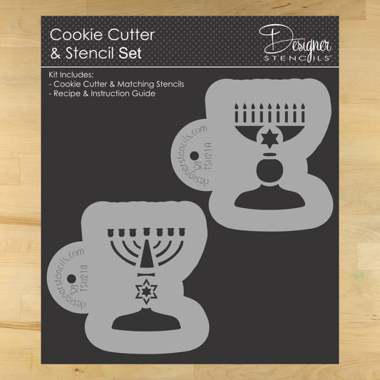 Jewish Candles Cookie Stencil and Cutter Set