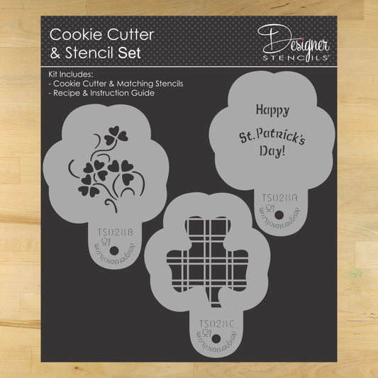St Patrick's Day Shamrock Cookie Stencil and Cutter Set by Designer Stencils