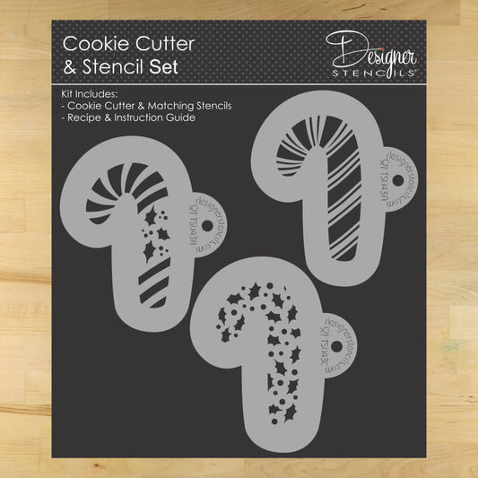 Candy Cane Cookie Stencil and Cutter Set