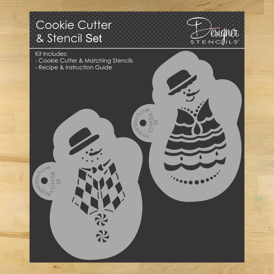 Snow Couple Cookie Stencil and Cutter Set