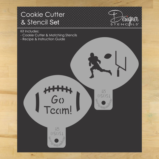 Football Cookie Stencil and Cutter Set