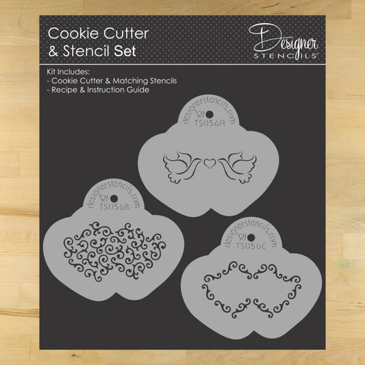 Double Heart Cookie Stencil and Cutter Set