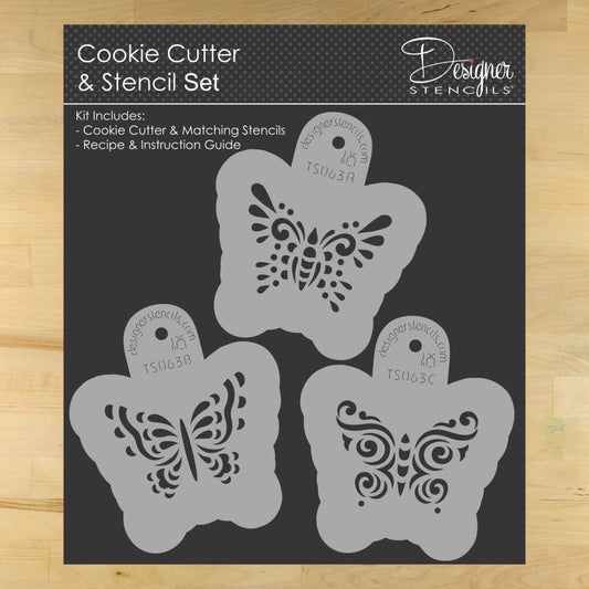 Butterflies Cookie Stencil and Cutter Set by Designer Stencils