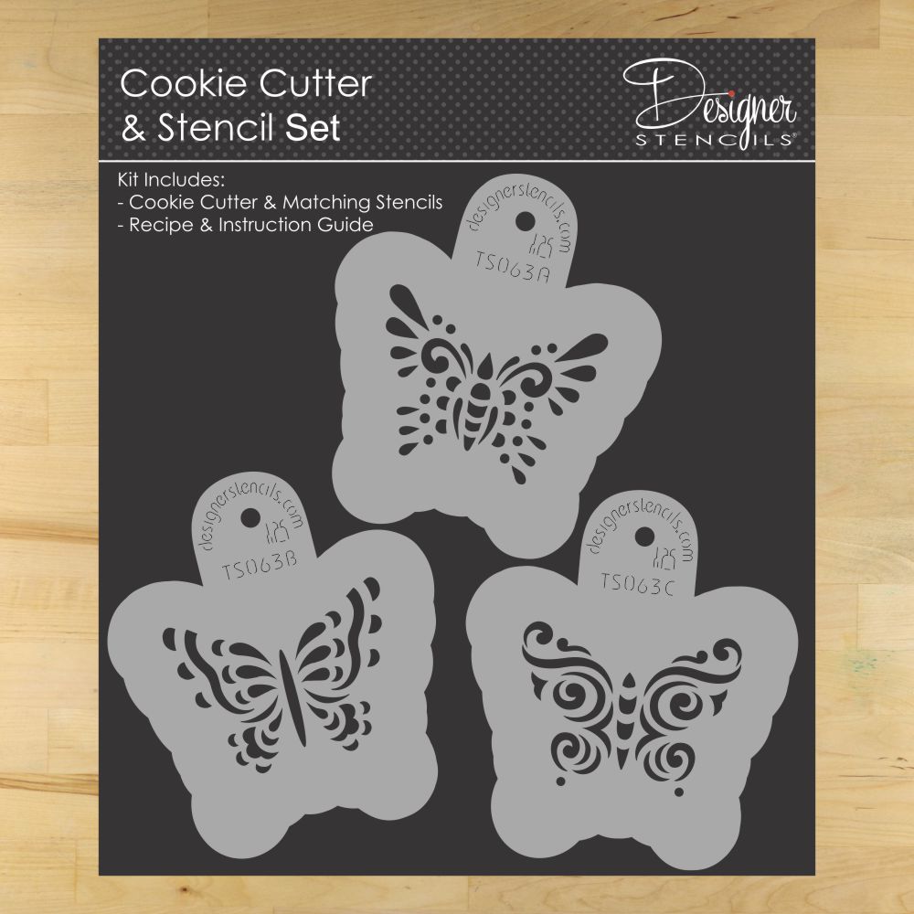 Butterfly Cookie Cutter and Matching Stencils Designer Stencils Confection Couture Stencils