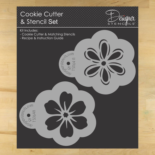 Six Petal Flower Cookie Stencil and Cutter Set