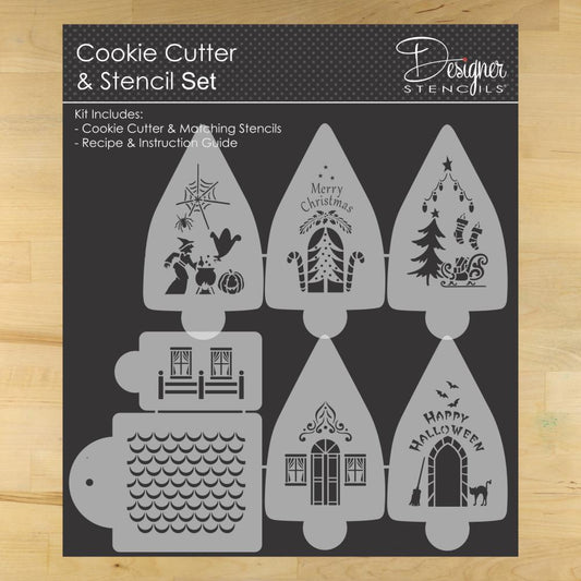 Gingerbread House Cookie Stencil and Cutter Set