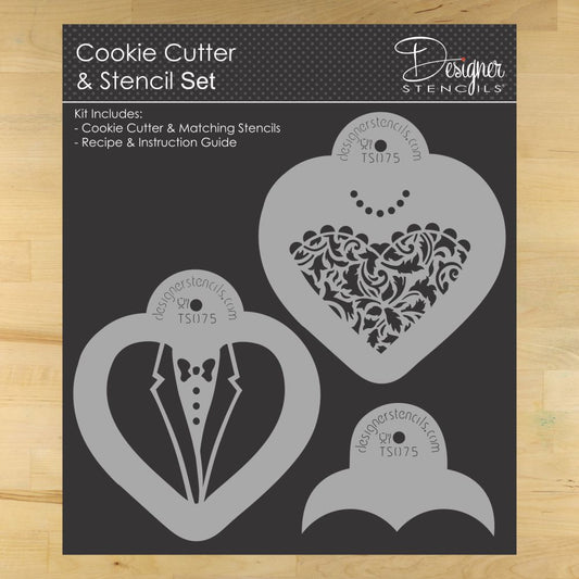 Bride and Groom Cookie Stencil and Cutter Set