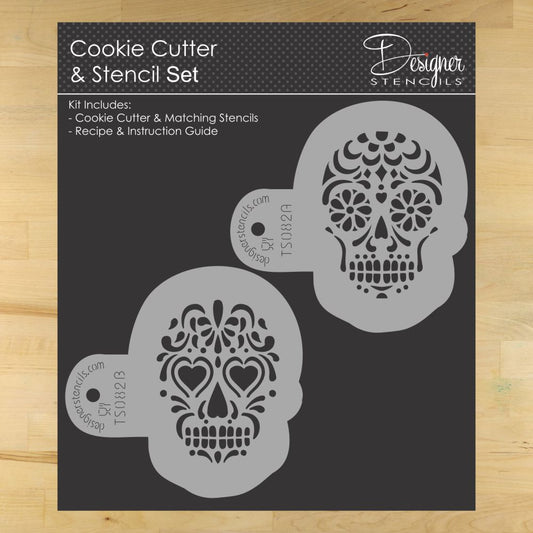 Sugar Skulls Cookie Stencil and Cutter Set