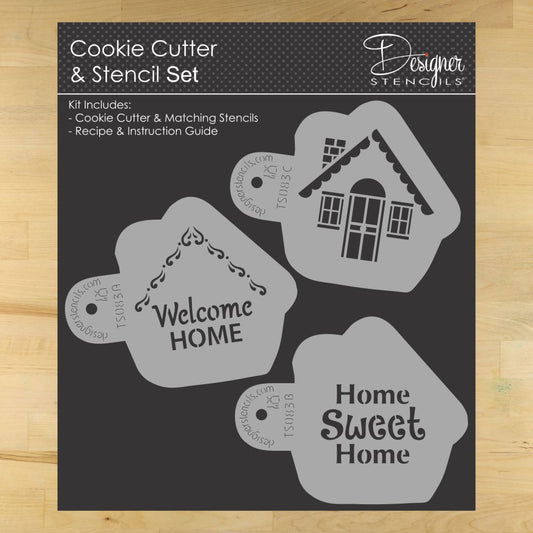 Welcome Home House Cookie Stencil and Cutter Set