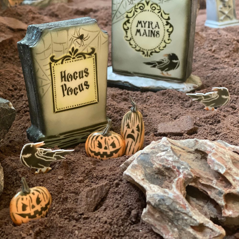 Tombstone Cookies decorated with Julia's Kitchen Club Halloween Tombstone Kit