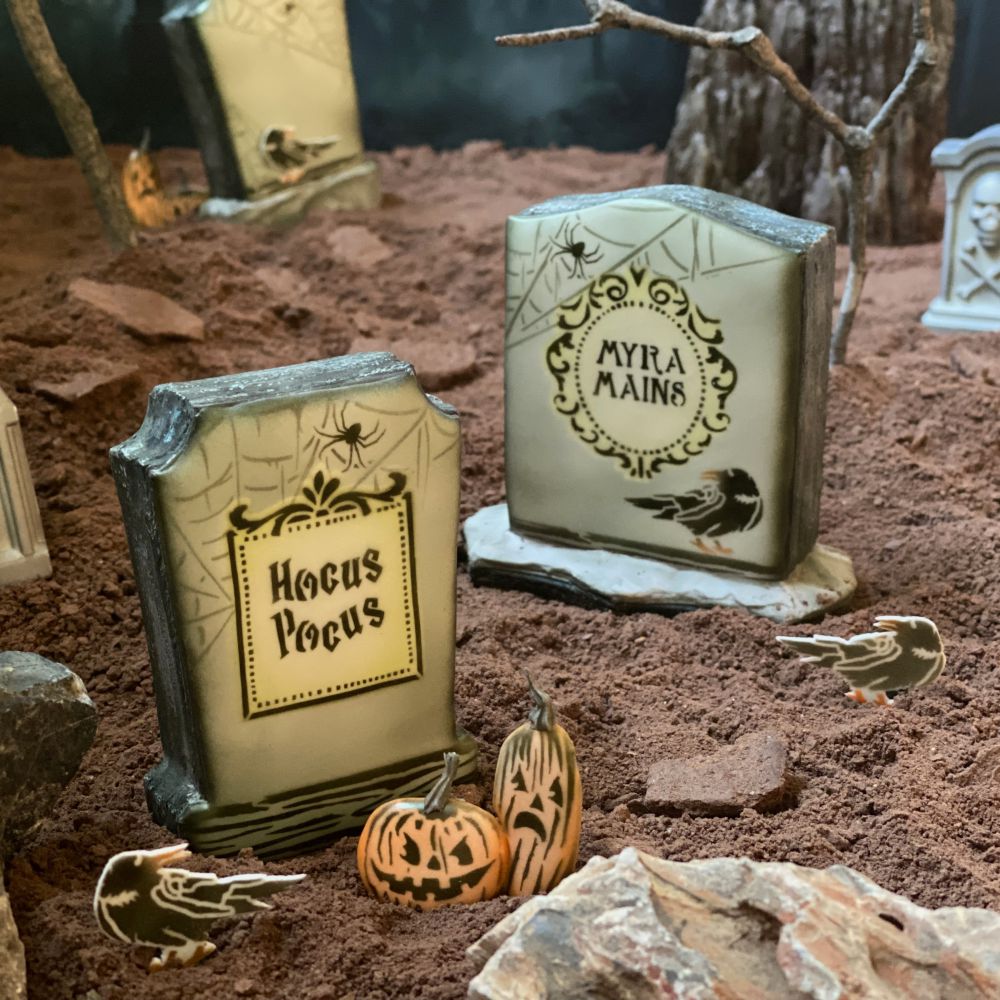 Tombstone Cookies decorated with Julia's Kitchen Club Halloween Tombstone Kit