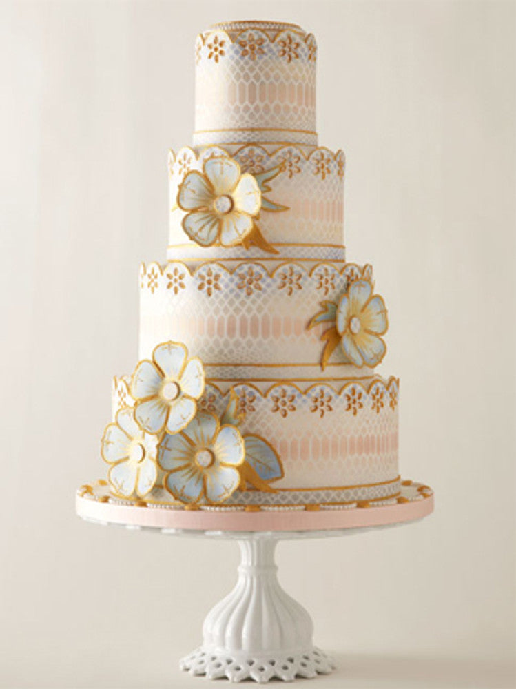 Kerry Vincent's Scalloped Python Cake Stencil Side by Designer Stencils Tiered Cake