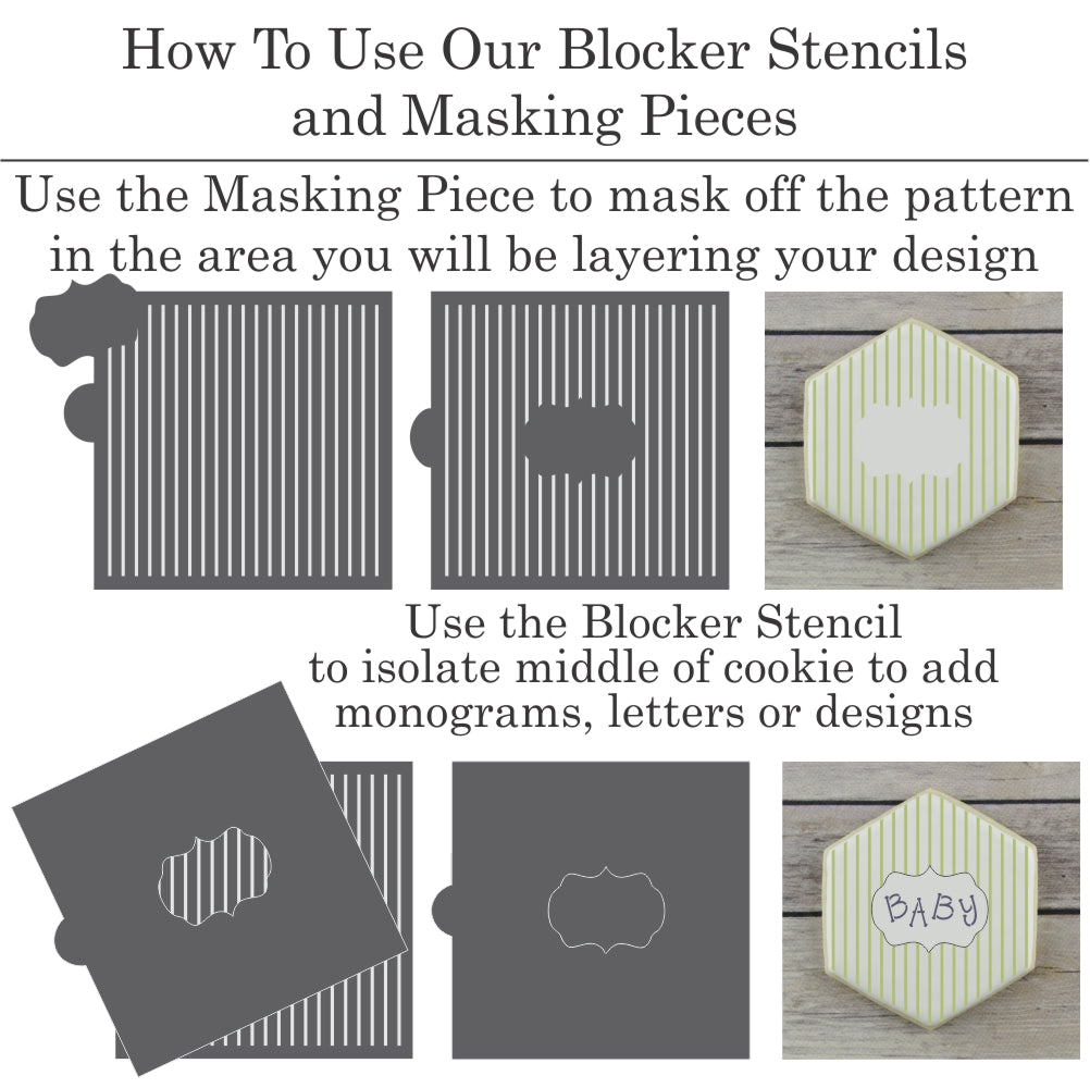 Plaque Designs 2 Blocker Stencils for Cookies