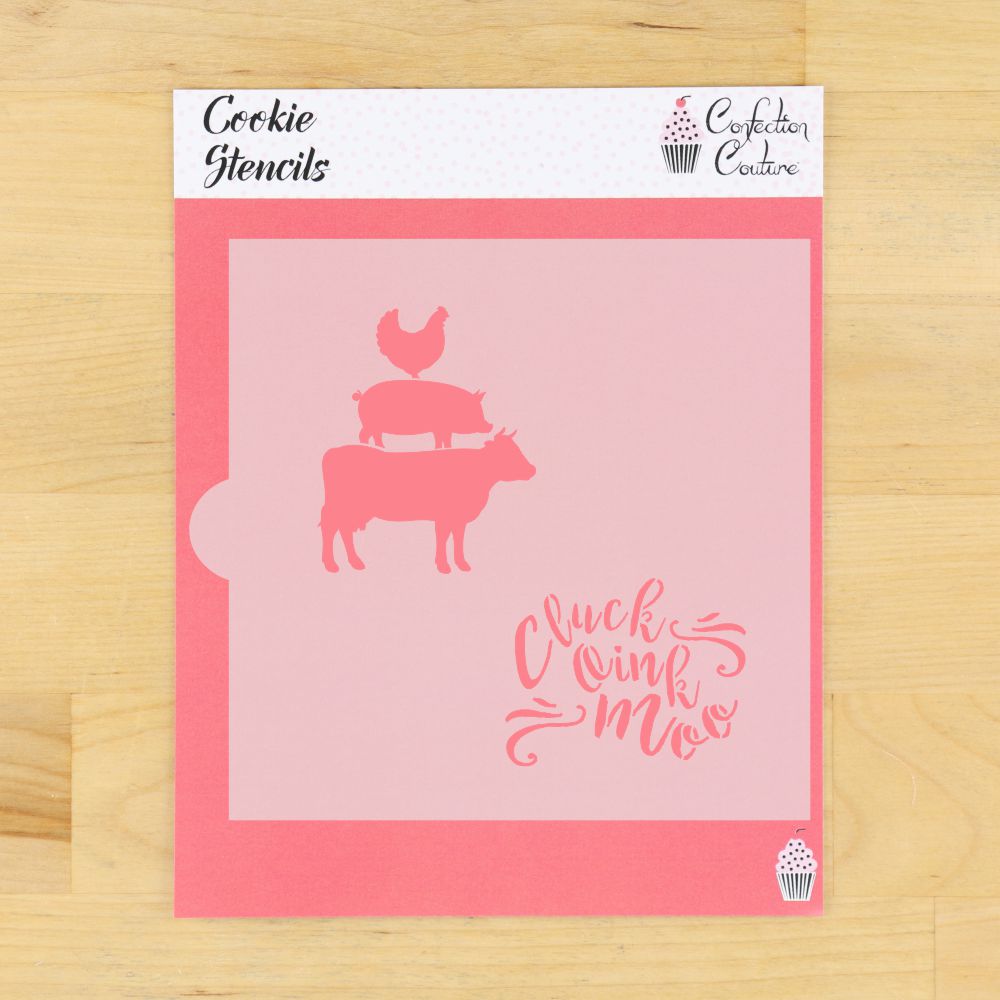 Cluck Moo Oink Cookie Stencil