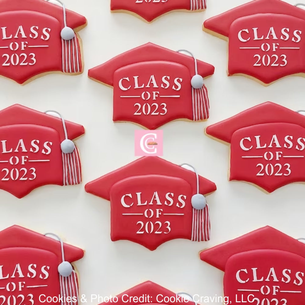 Graduation Cookies using Graduation Cookie Stencils by Cookie Craving LLC