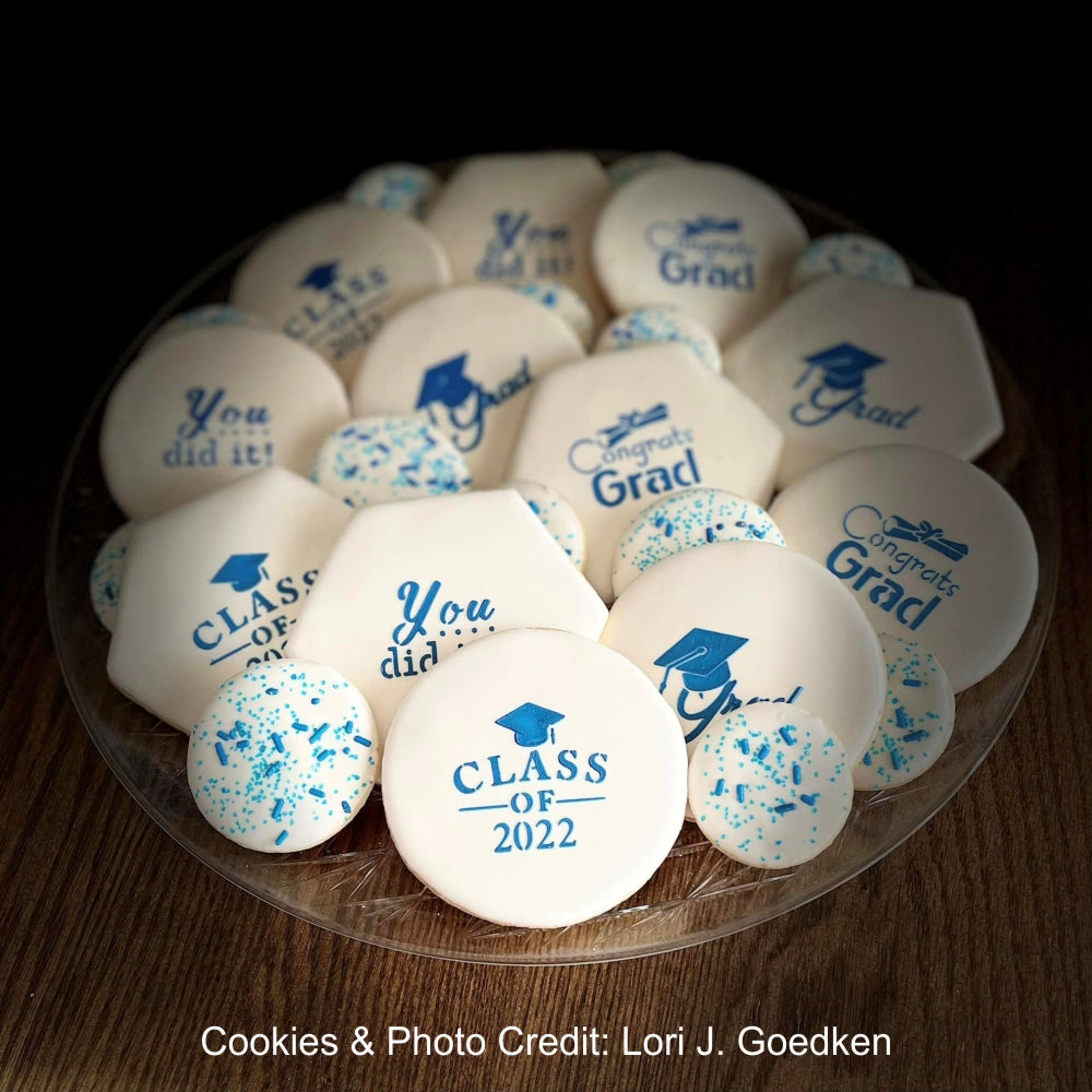 Graduation Cookies using Graduation Cookie Stencils decorated by Lori Goedken