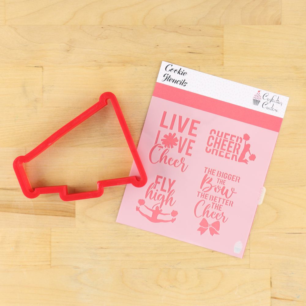Cheerleading Quotes Cookie Stencil With Matching Megaphone Cookie Cutter