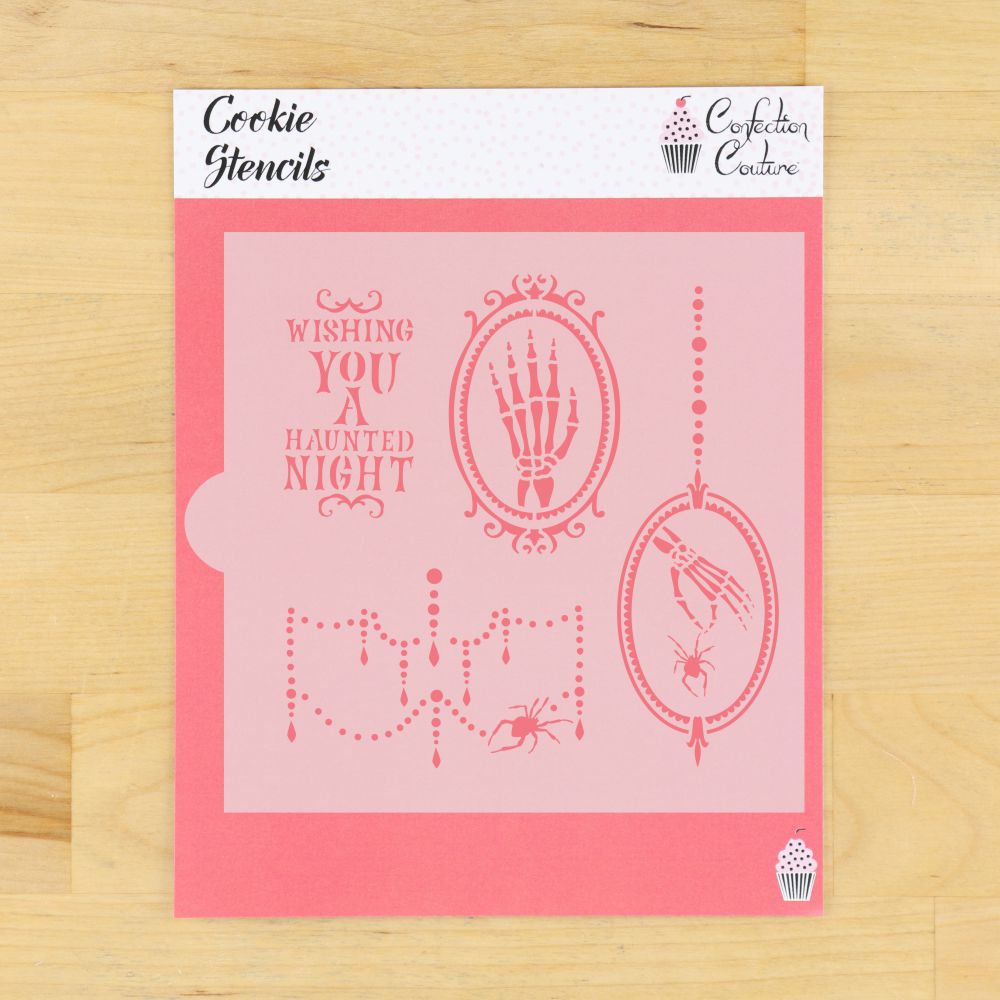 Wishing You a Haunted Night Cookie Halloween Stencils by Confection Couture