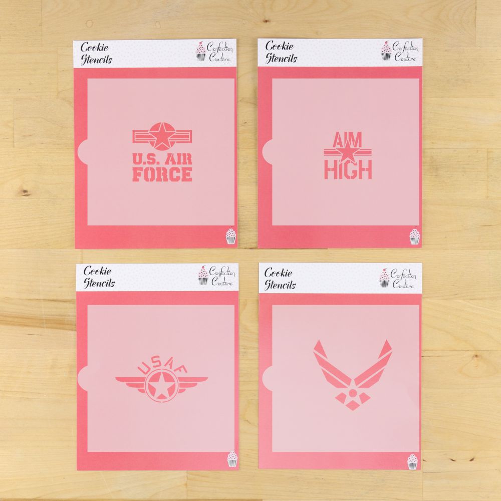 Aim High Air Force Cookie Stencil Set With Cookie Cutters 4 Piece set