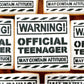 WARNING Official Teenager Birthday Cookie Stencil