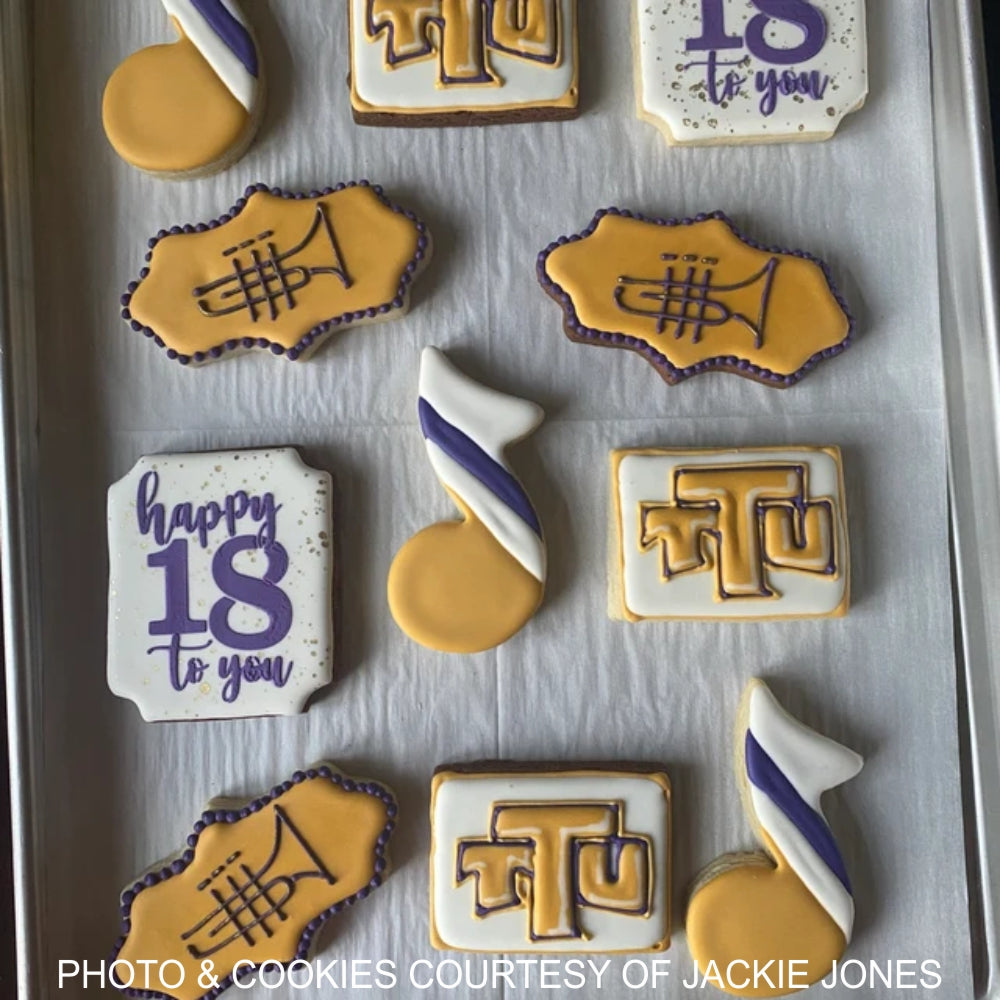 Band Themed Cookies by Jackie Jones using the Happy 18 Birthday Cookie Stencil
