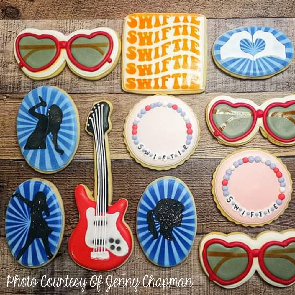 Taylor Swift cookies by Jenny Chapman using Swiftie Fan Cookie Stencil Set 