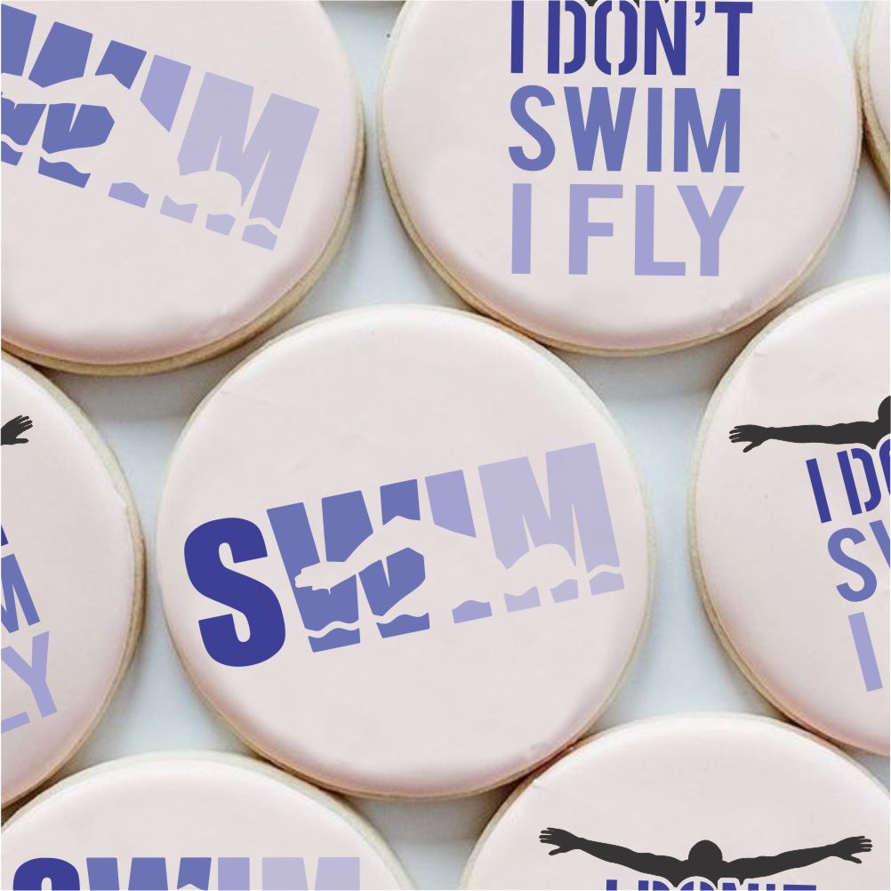Swimmer Messages Cookie Stencil