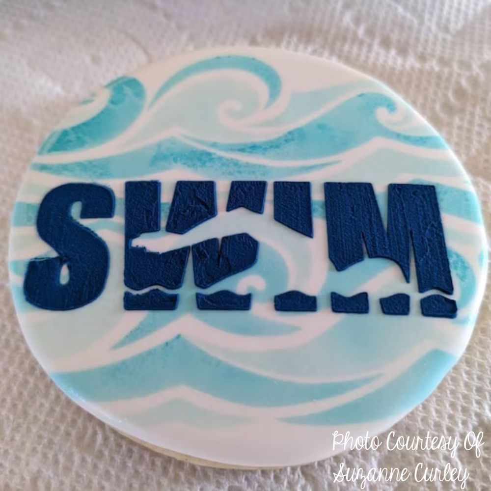Swimmer Messages Cookie Stencil BY Suzanne Curley
