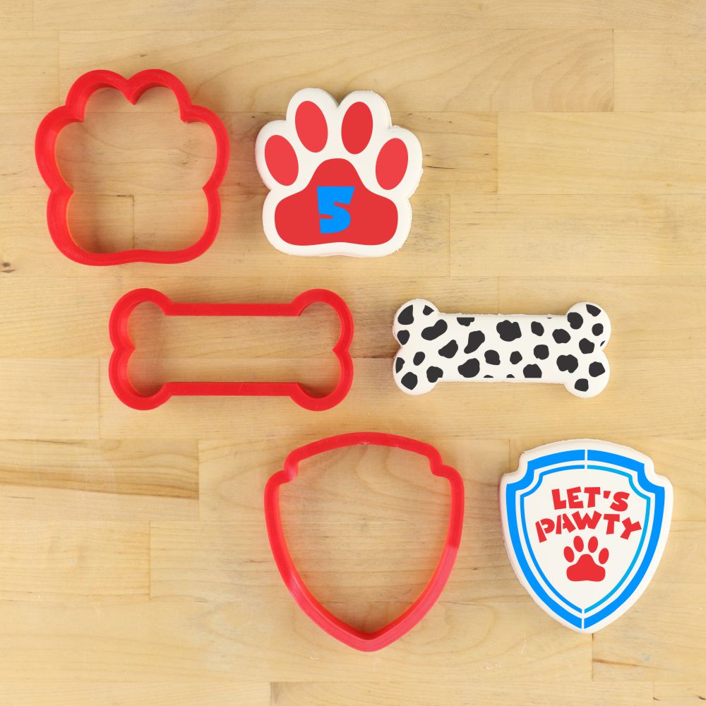 Paw Patrol Themed Cookie Cutters and Cookie Stencil Set