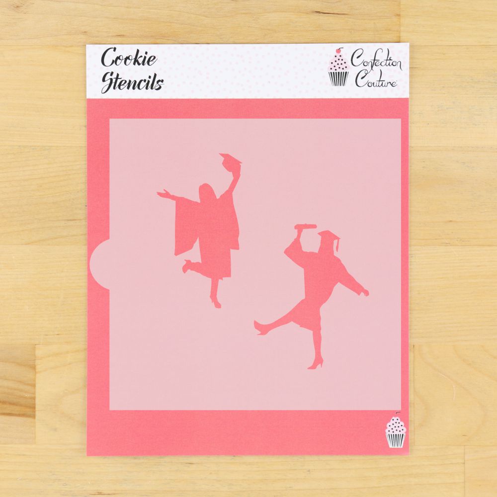 Female Graduate Silhouettes Cookie Stencil Sheet 2