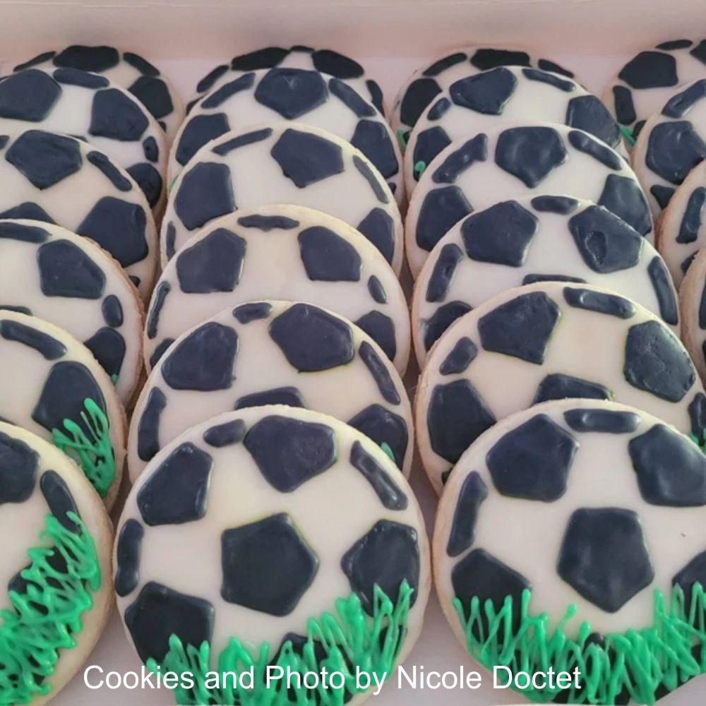 Soccer Ball Cookies using Royal Icing by Nicole Doctet