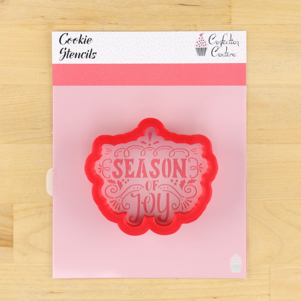 Season of Joy Cookie Stencil For Christmas Cookies with Matching Christmas Cookie Cutter
