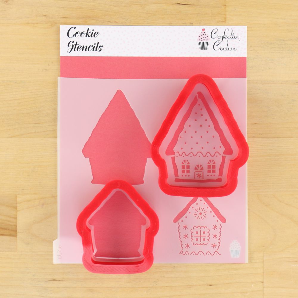 Gingerbread House Cookie Stencil With Cookie Cutters