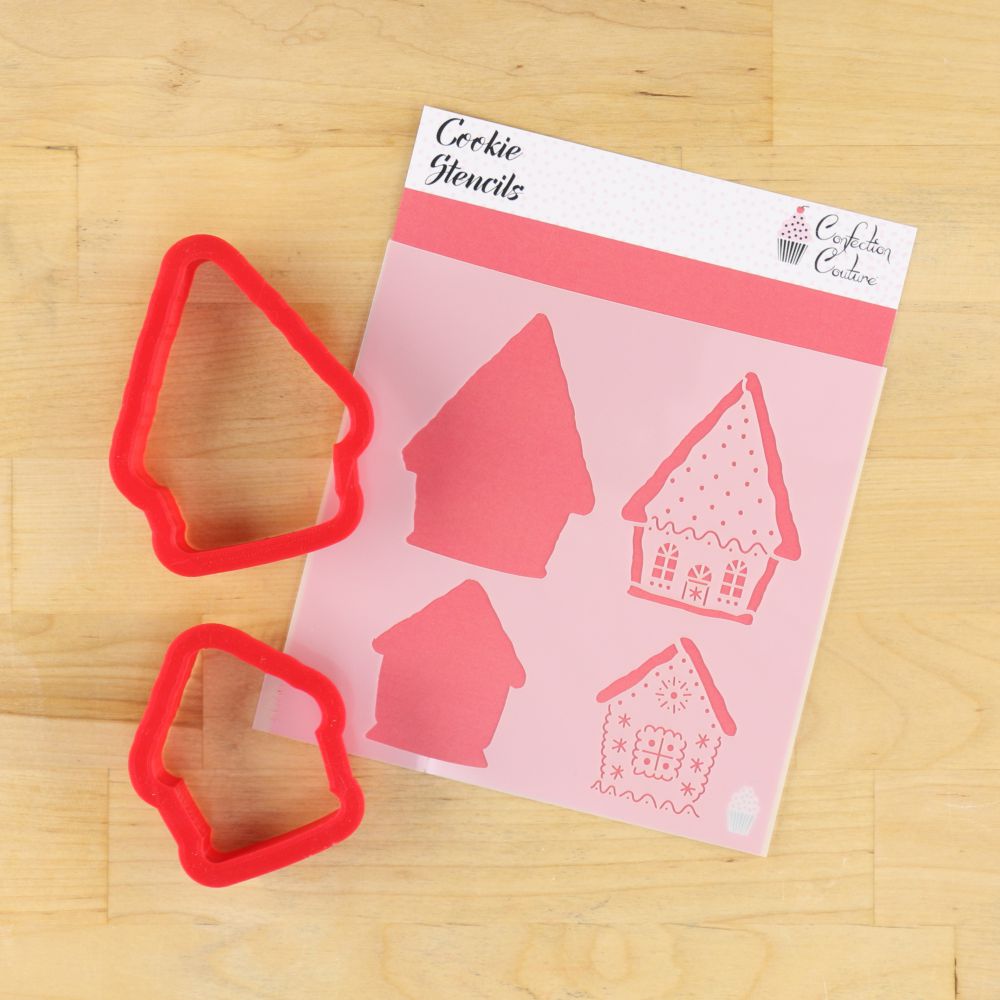 Gingerbread House Cookie Stencil With Cookie Cutters