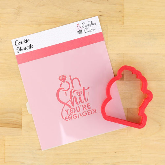 You're Engaged! Cookie Stencil with matching cookie cutter
