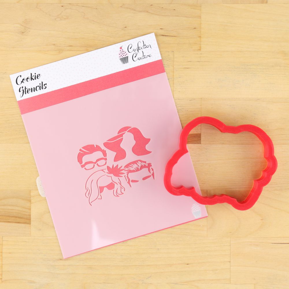 Rose Family Cookie Stencil AND MATCHING COOKIE CUTTER